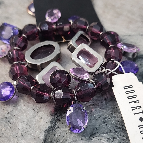 Robert Rose NWT Deep Purple Bracelet and NWT earring necklace set bundle - Picture 6 of 7